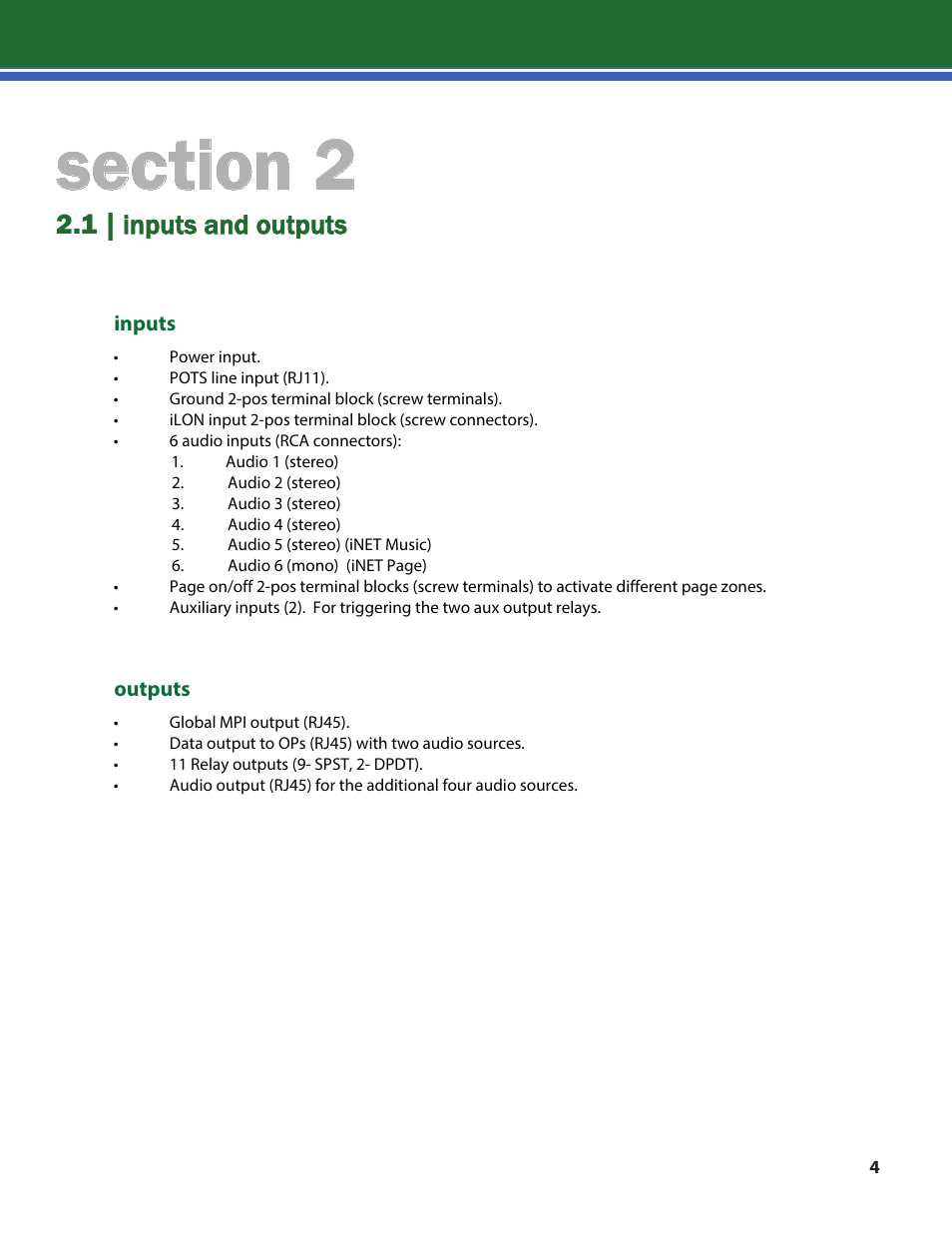 1 | inputs and outputs | Lencore n.Form: MPI-6 User Manual | Page 6 / 17