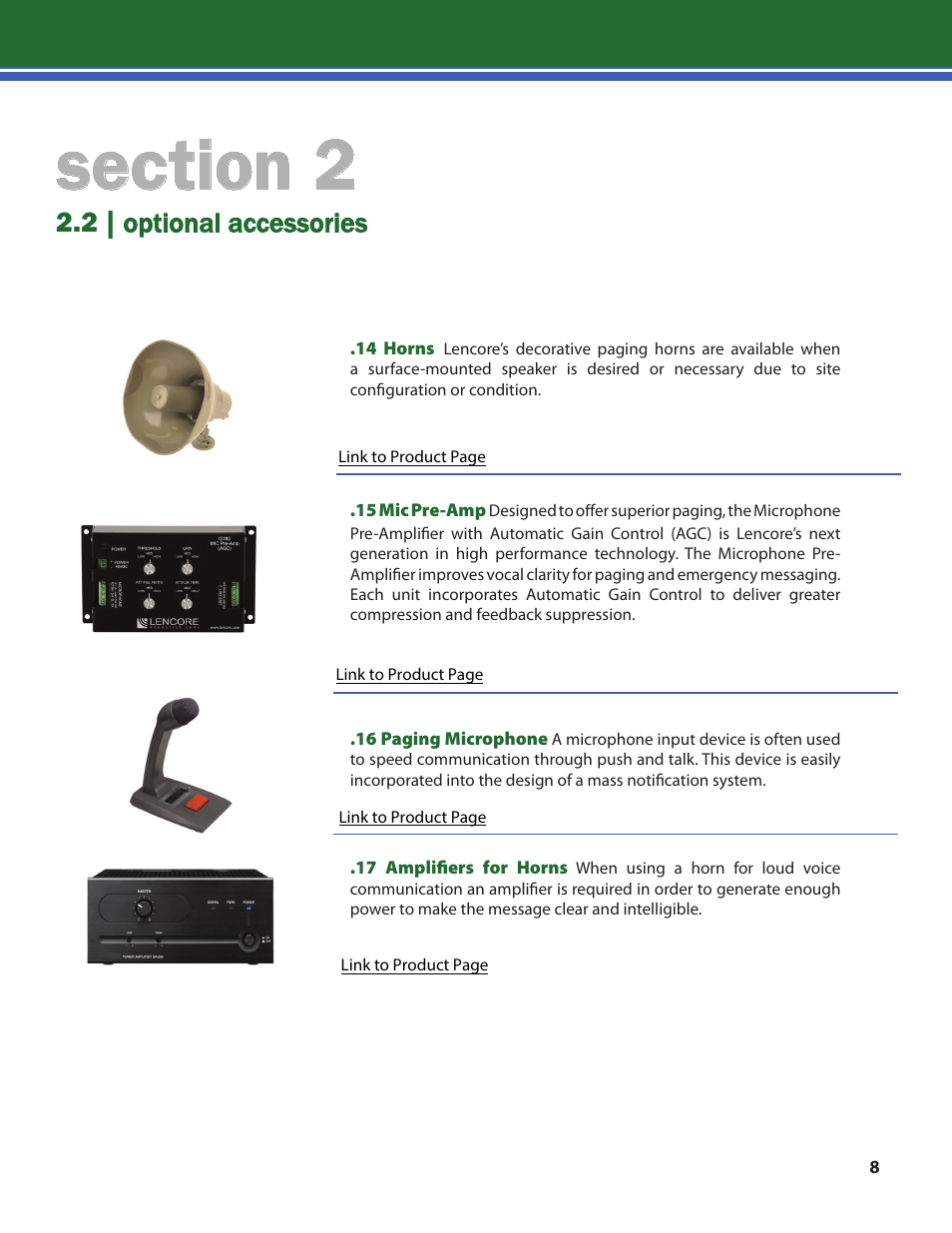 2 | optional accessories | Lencore n.Form: Installation and Operations Manual User Manual | Page 11 / 35