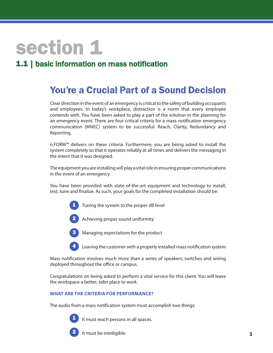 You’re a crucial part of a sound decision, 1 | basic information on mass notification | Lencore n.Form: Installation and Operations Manual User Manual | Page 6 / 35