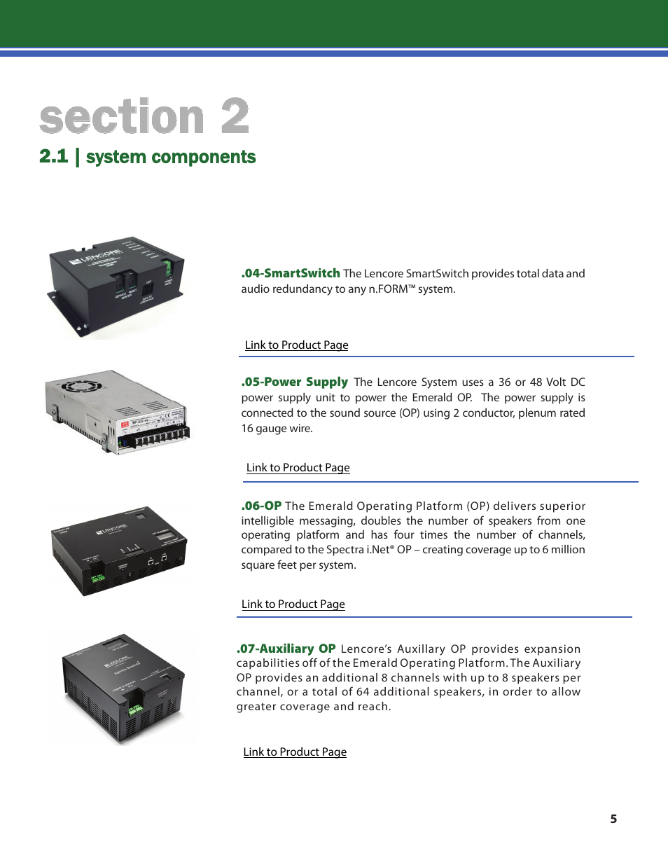 1 | system components | Lencore n.Form: Installation and Operations Manual User Manual | Page 8 / 35