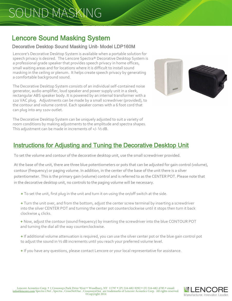 Lencore Decorative Desktop Unit LDP160M User Manual | 1 page