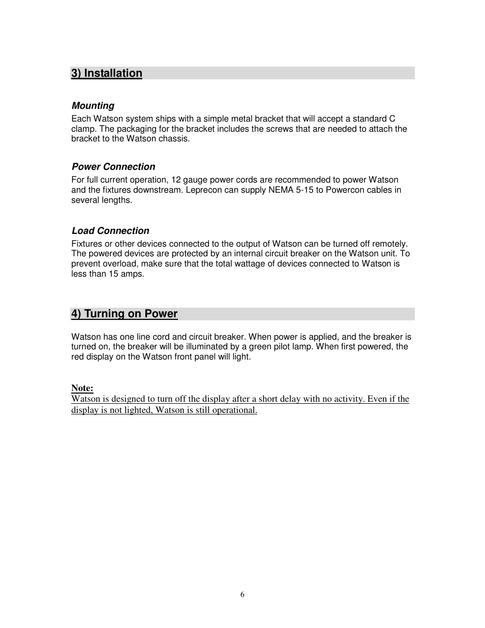 Leprecon Watson User Manual | Page 6 / 13