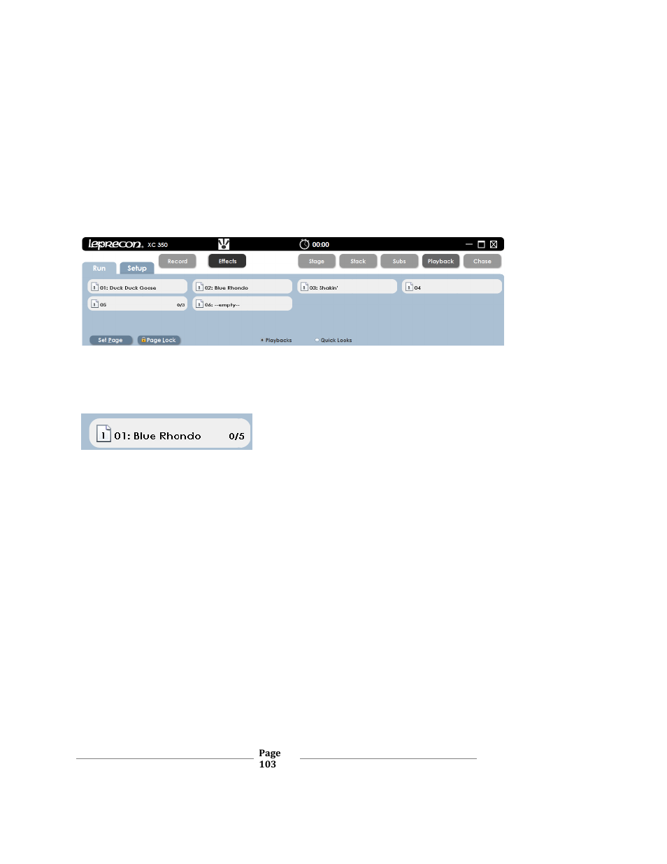Layback, Un screen controls, Xc users manual | Leprecon XC 350 User Manual | Page 103 / 144