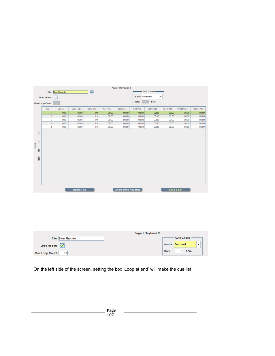 Layback properties, Xc users manual | Leprecon XC 350 User Manual | Page 107 / 144