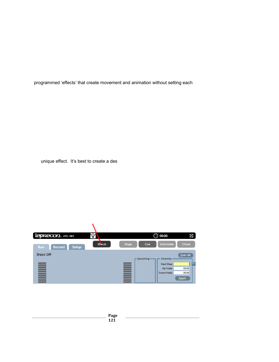 Working with effects, 12 working with effects, Xc users manual | Leprecon XC 350 User Manual | Page 121 / 144