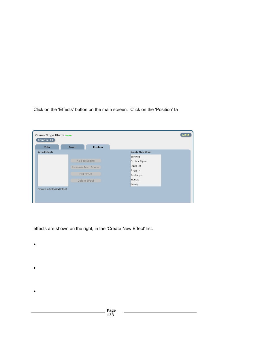 Osition, Ffects, Xc users manual | Leprecon XC 350 User Manual | Page 133 / 144