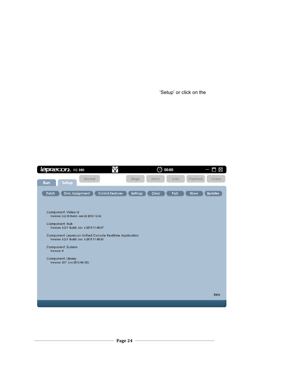 Ystem, Etup, Xc users manual | Leprecon XC 350 User Manual | Page 24 / 144