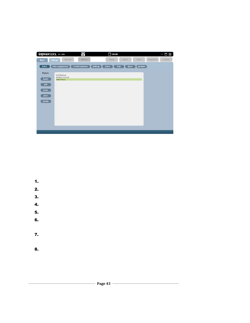Editing a custom patch, Xc users manual | Leprecon XC 350 User Manual | Page 43 / 144