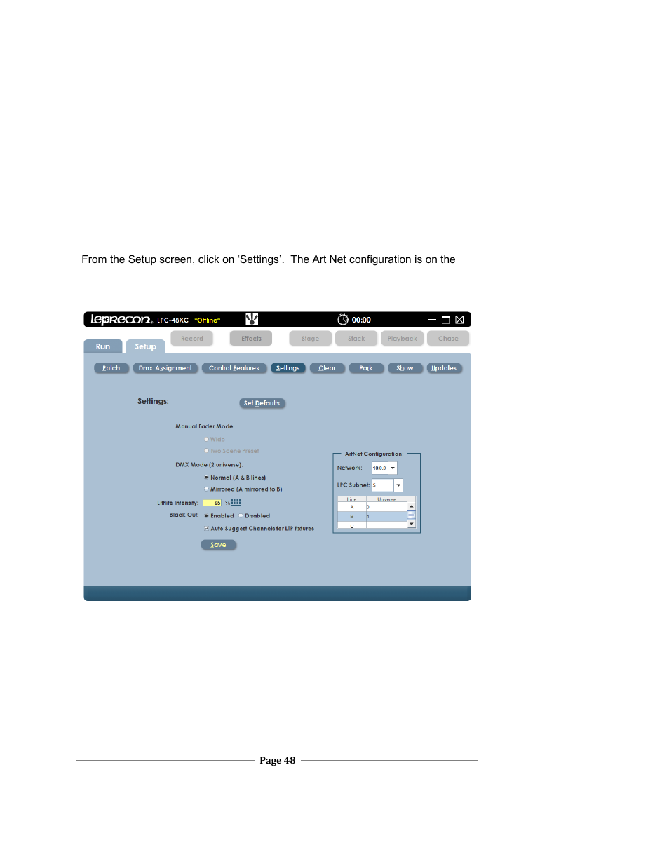 Et configuration, Xc users manual | Leprecon XC 350 User Manual | Page 48 / 144