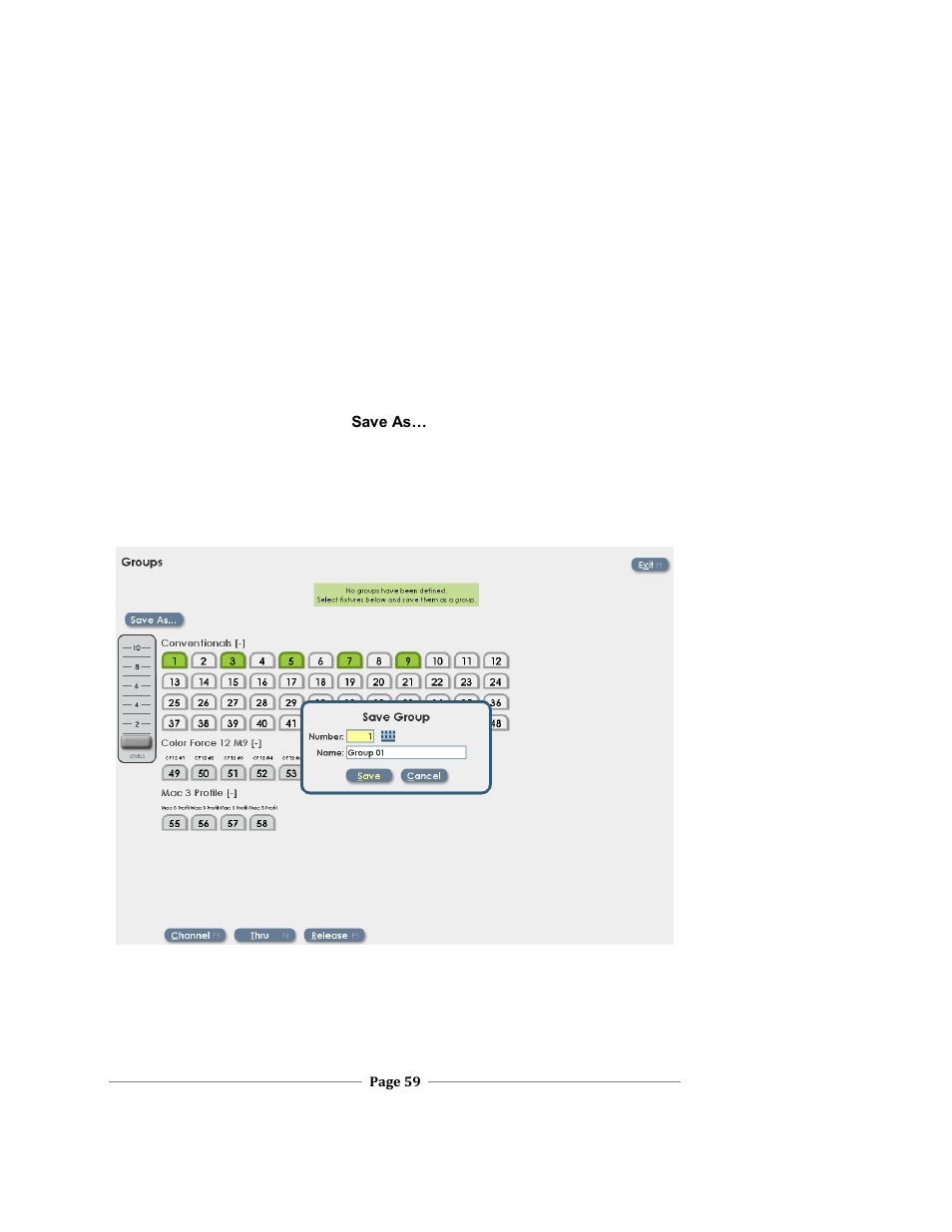 Roup selection, Xc users manual | Leprecon XC 350 User Manual | Page 59 / 144