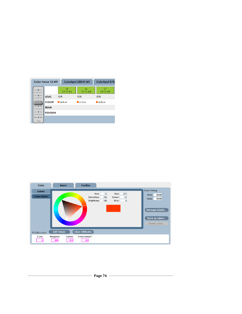Using color mixing, Xc users manual | Leprecon XC 350 User Manual | Page 76 / 144