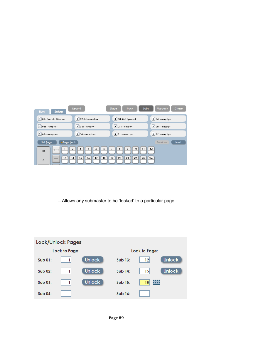 Ubmaster, Isplay, Xc users manual | Leprecon XC 350 User Manual | Page 89 / 144
