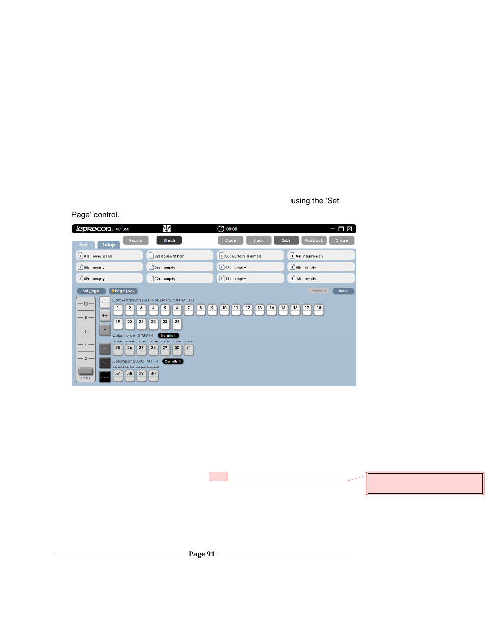 Ubmaster, Layback, Ump buttons | Xc users manual | Leprecon XC 350 User Manual | Page 91 / 144