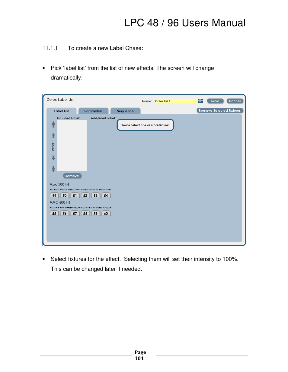 Lpc 48 / 96 users manual | Leprecon LPC V2 User's Manual User Manual | Page 101 / 122