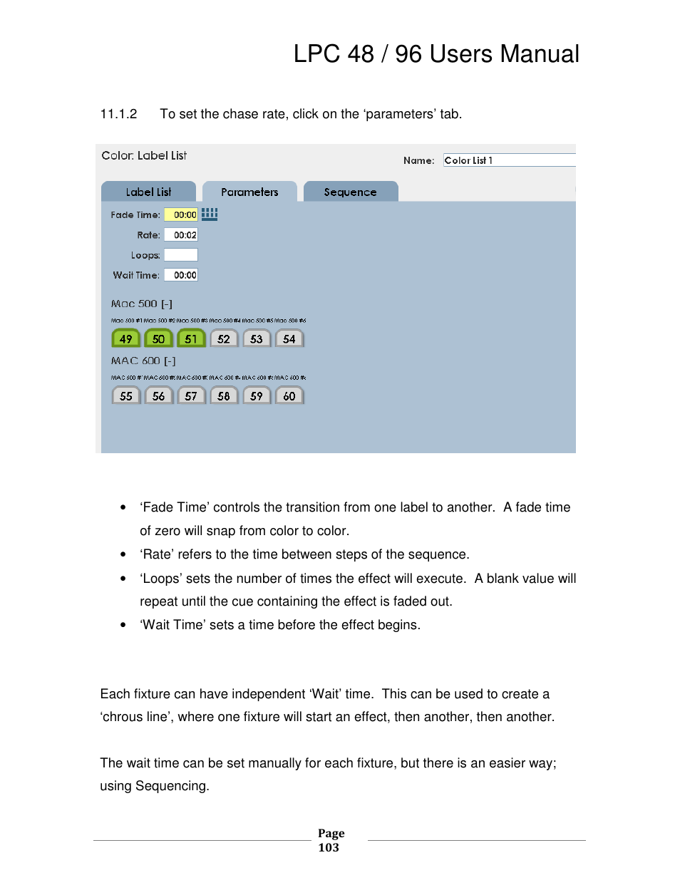 Lpc 48 / 96 users manual | Leprecon LPC V2 User's Manual User Manual | Page 103 / 122