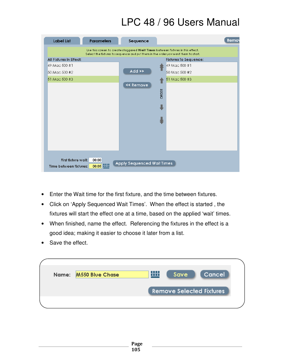 Lpc 48 / 96 users manual | Leprecon LPC V2 User's Manual User Manual | Page 105 / 122