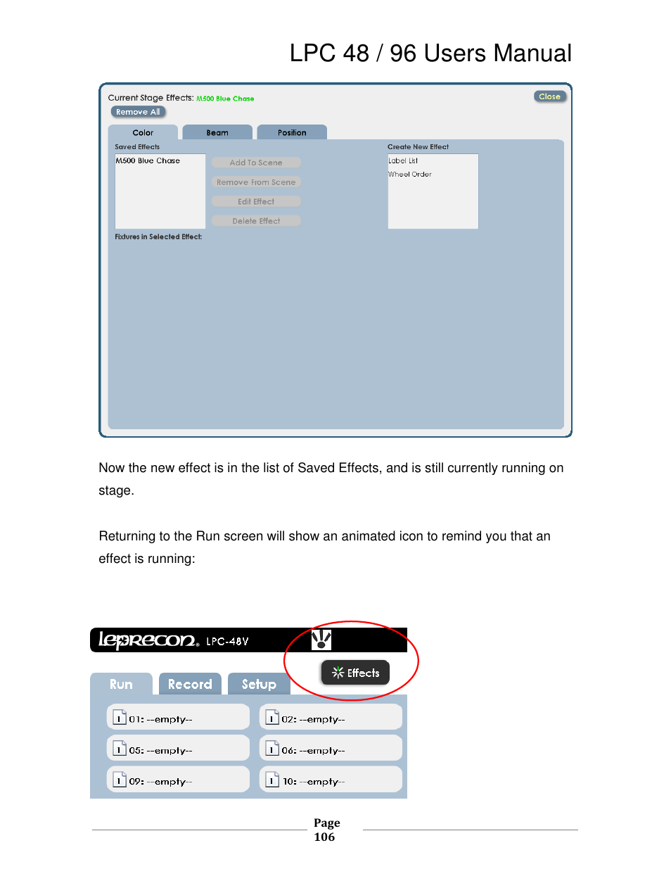 Lpc 48 / 96 users manual | Leprecon LPC V2 User's Manual User Manual | Page 106 / 122