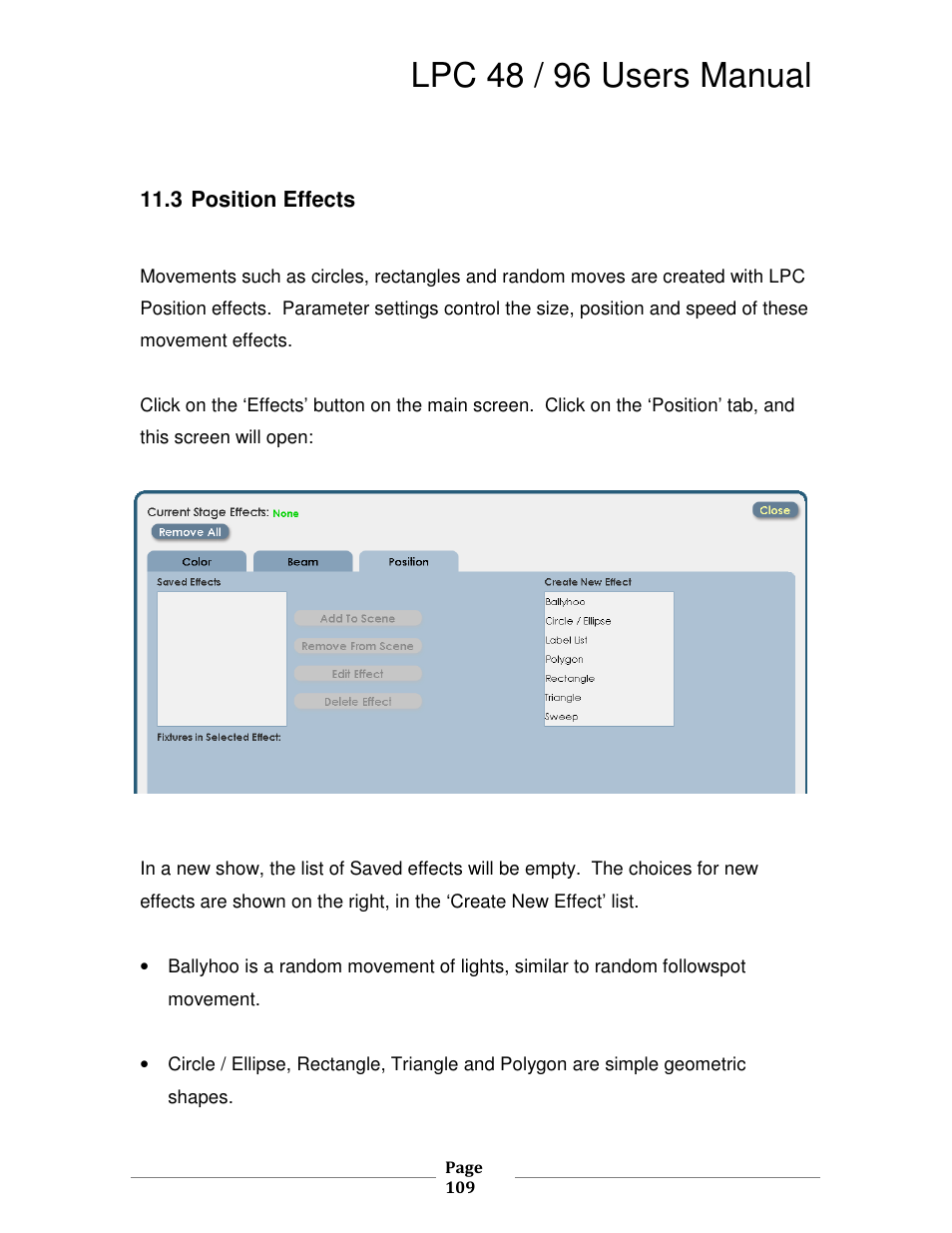 Lpc 48 / 96 users manual | Leprecon LPC V2 User's Manual User Manual | Page 109 / 122
