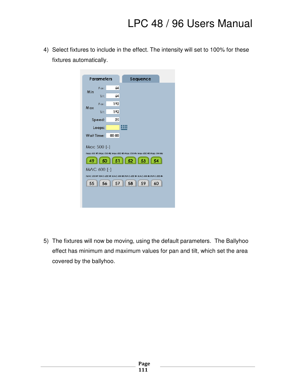 Lpc 48 / 96 users manual | Leprecon LPC V2 User's Manual User Manual | Page 111 / 122