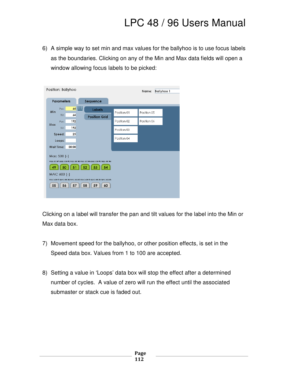 Lpc 48 / 96 users manual | Leprecon LPC V2 User's Manual User Manual | Page 112 / 122