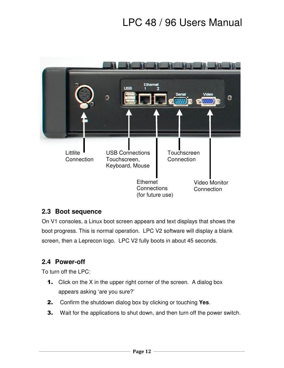 Lpc 48 / 96 users manual | Leprecon LPC V2 User's Manual User Manual | Page 12 / 122