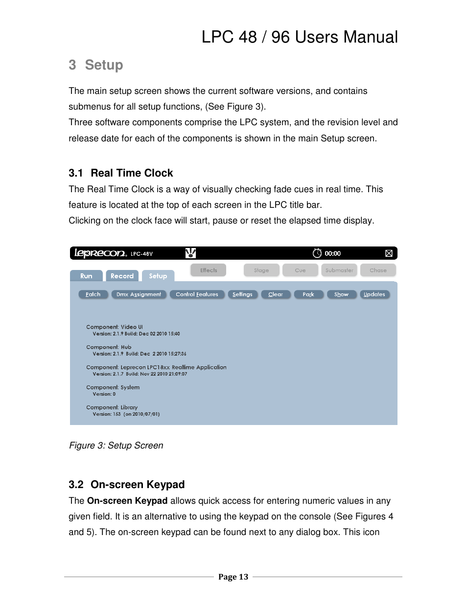 Lpc 48 / 96 users manual, 3 setup | Leprecon LPC V2 User's Manual User Manual | Page 13 / 122