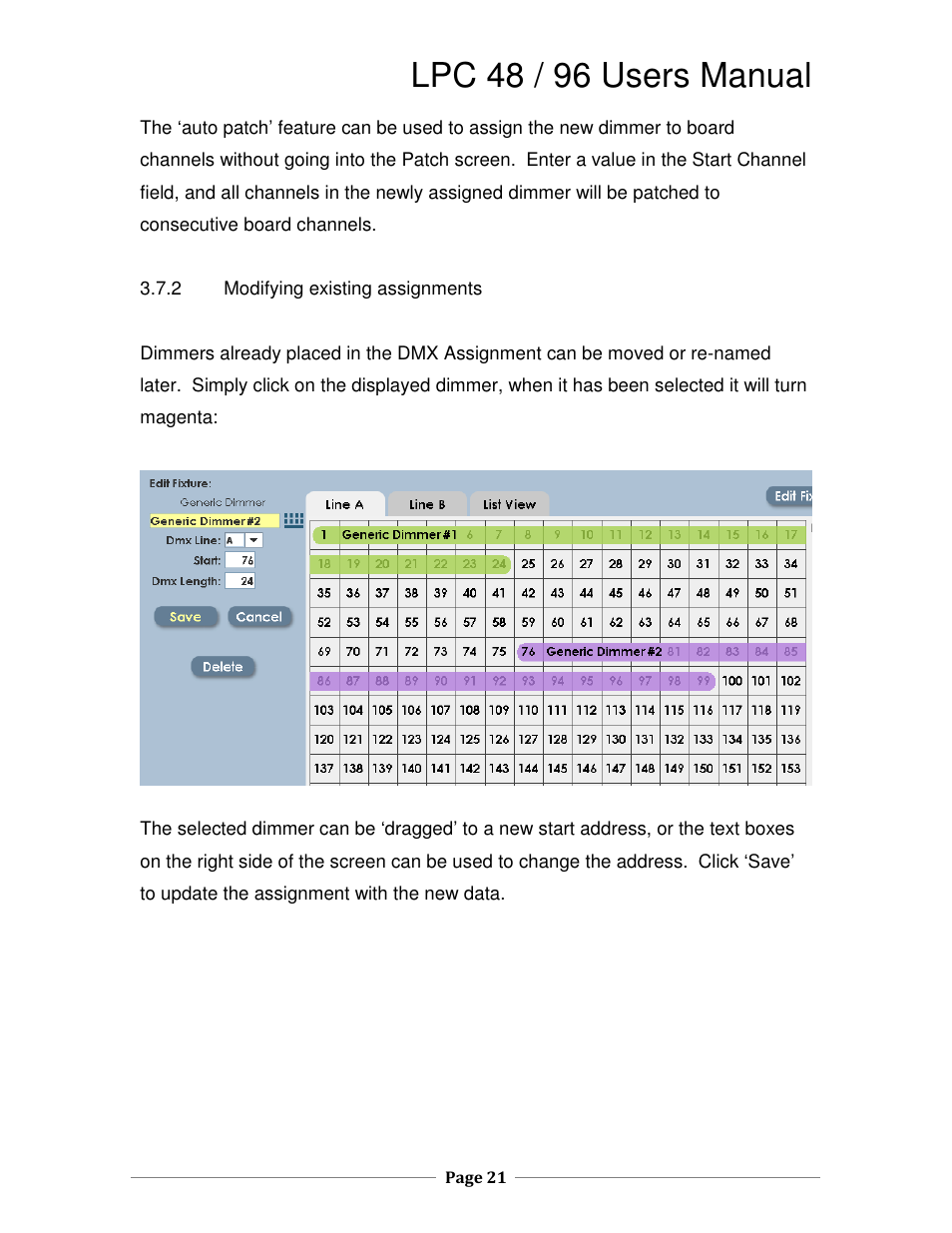 Lpc 48 / 96 users manual | Leprecon LPC V2 User's Manual User Manual | Page 21 / 122