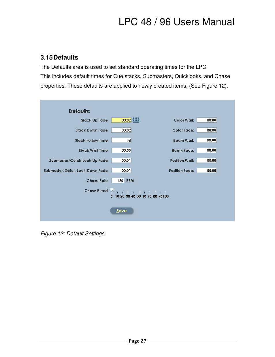 Lpc 48 / 96 users manual | Leprecon LPC V2 User's Manual User Manual | Page 27 / 122