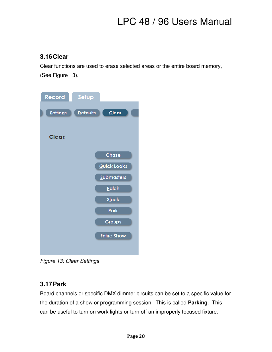 Lpc 48 / 96 users manual | Leprecon LPC V2 User's Manual User Manual | Page 28 / 122