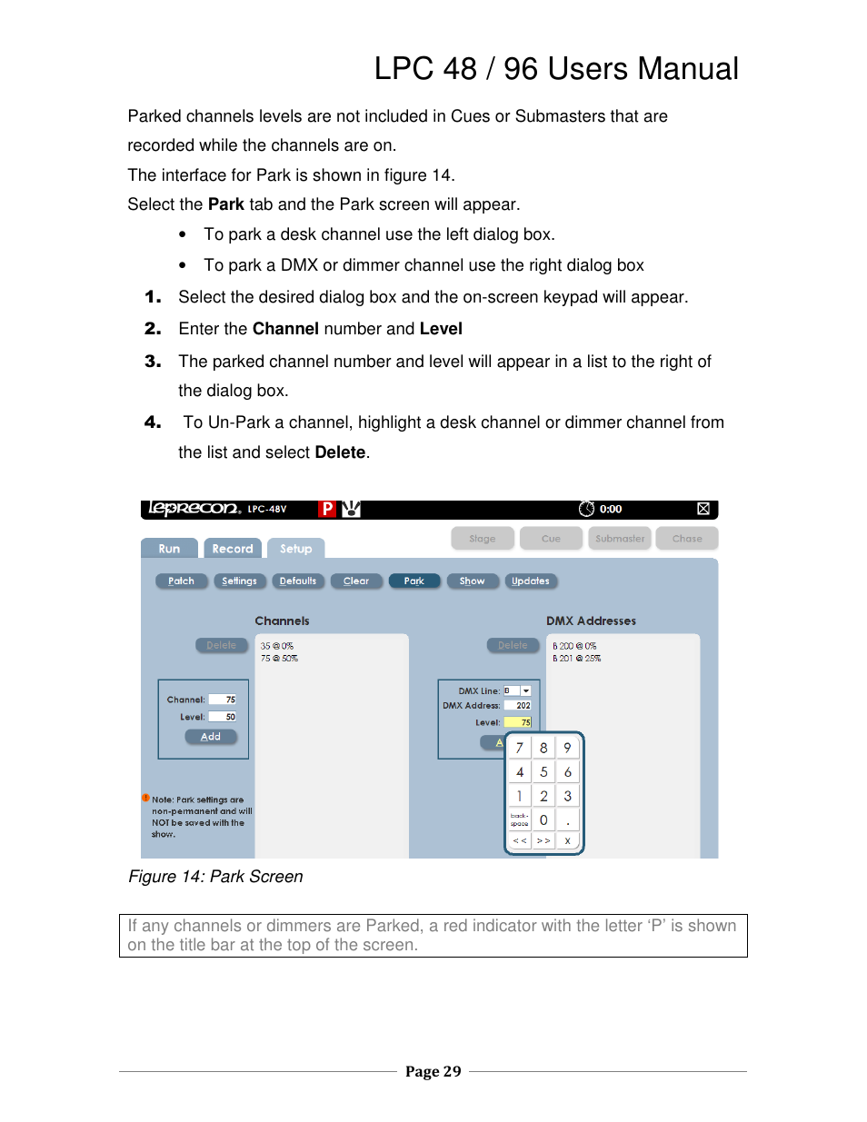 Lpc 48 / 96 users manual | Leprecon LPC V2 User's Manual User Manual | Page 29 / 122