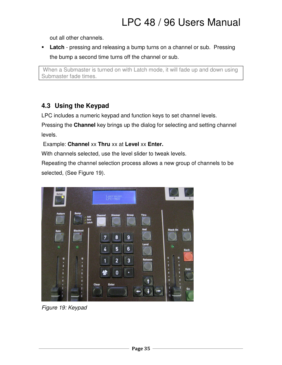 Lpc 48 / 96 users manual | Leprecon LPC V2 User's Manual User Manual | Page 35 / 122