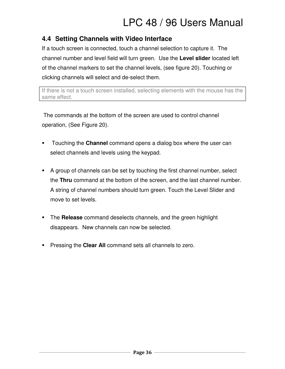 Lpc 48 / 96 users manual | Leprecon LPC V2 User's Manual User Manual | Page 36 / 122