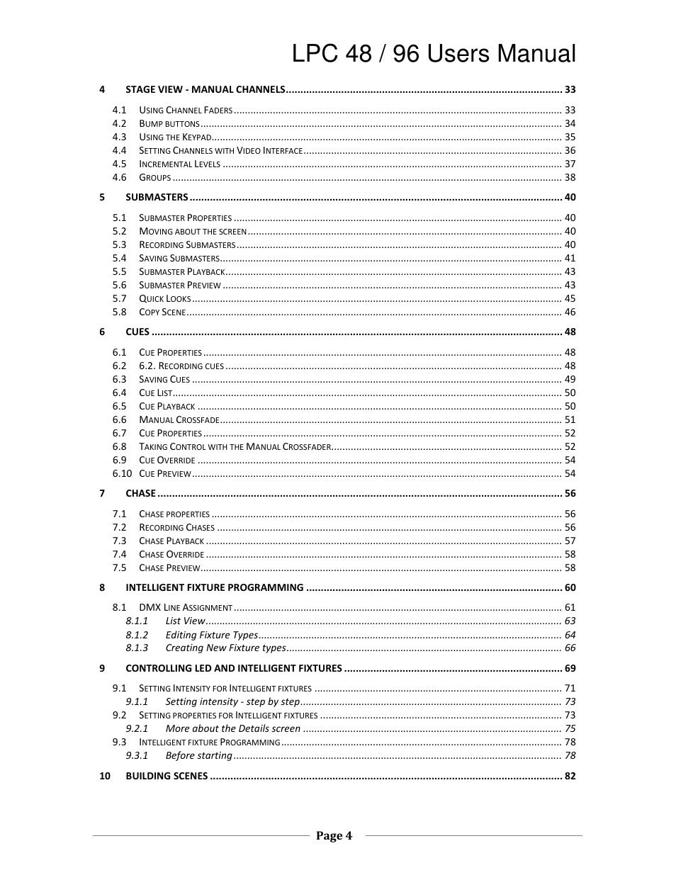 Lpc 48 / 96 users manual | Leprecon LPC V2 User's Manual User Manual | Page 4 / 122