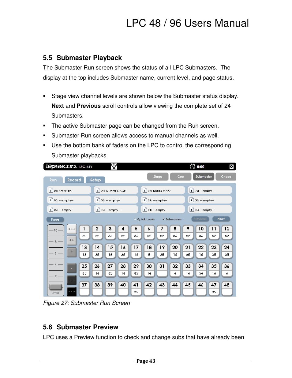 Lpc 48 / 96 users manual | Leprecon LPC V2 User's Manual User Manual | Page 43 / 122