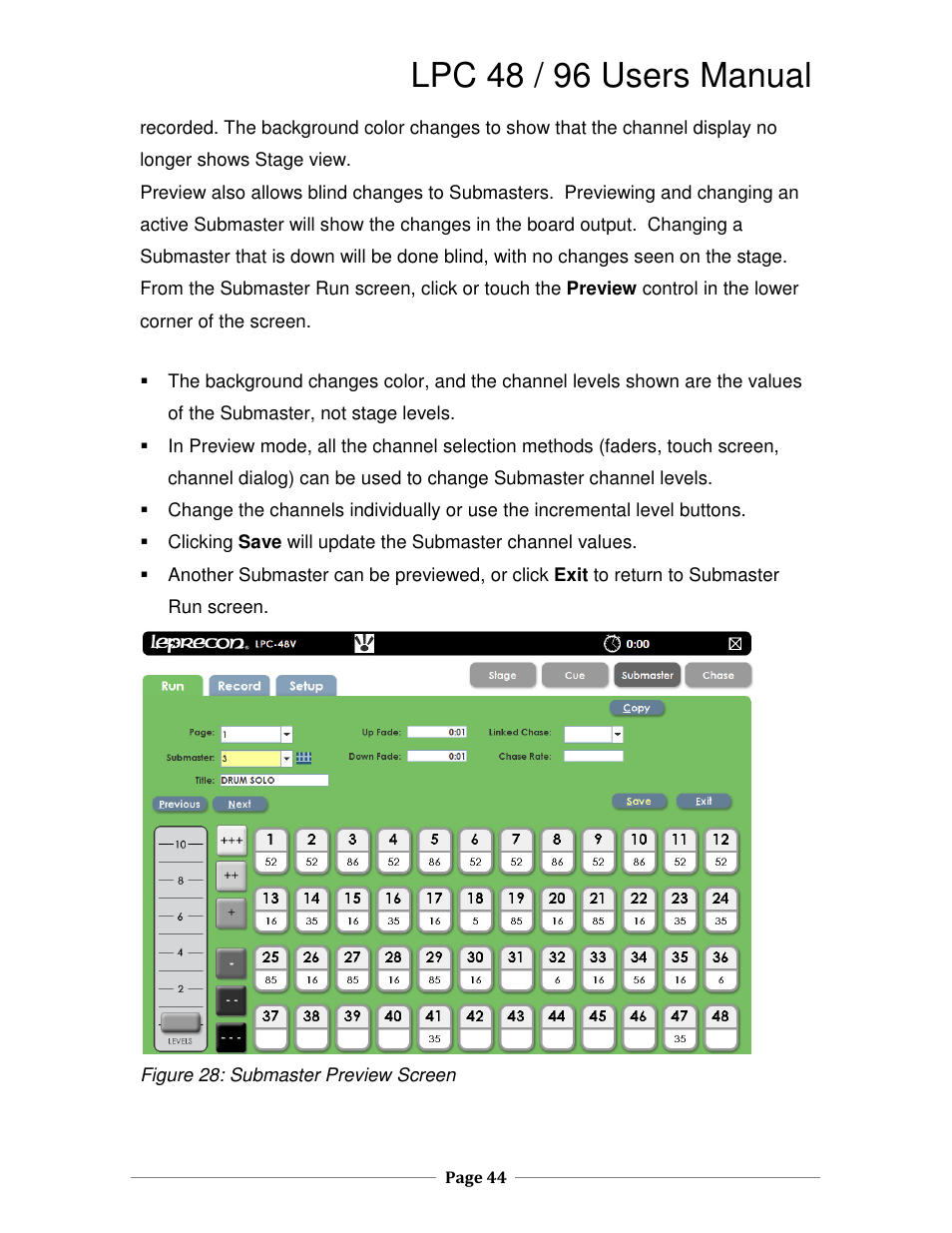 Lpc 48 / 96 users manual | Leprecon LPC V2 User's Manual User Manual | Page 44 / 122