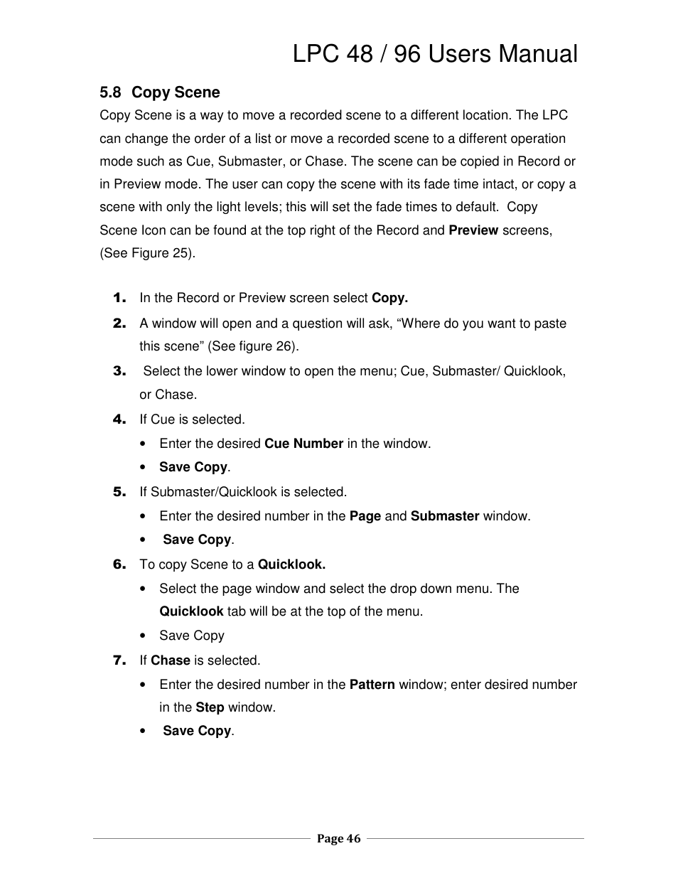 Lpc 48 / 96 users manual | Leprecon LPC V2 User's Manual User Manual | Page 46 / 122