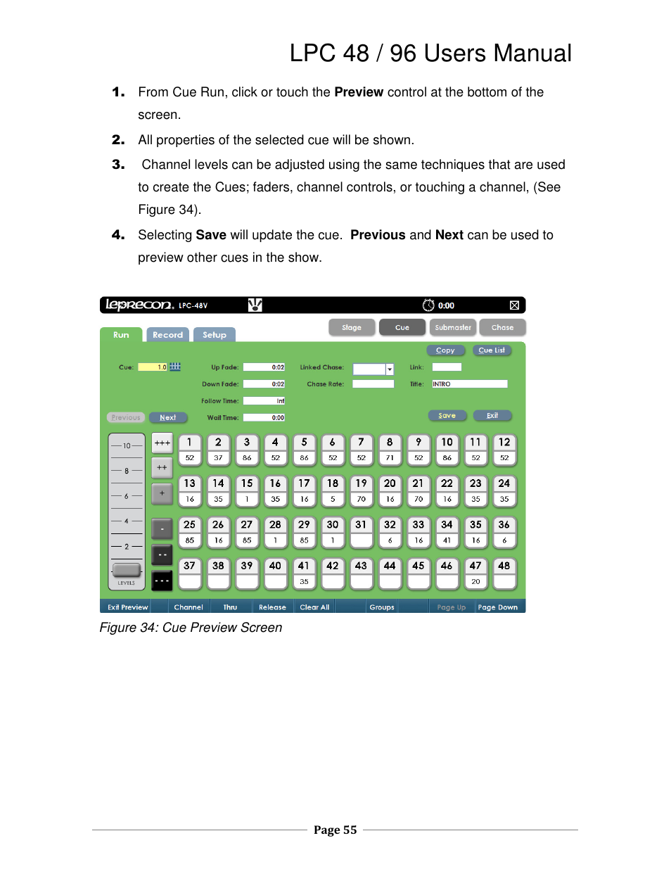 Lpc 48 / 96 users manual | Leprecon LPC V2 User's Manual User Manual | Page 55 / 122