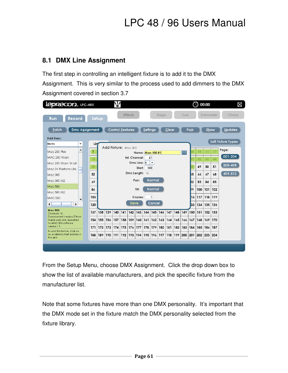 Lpc 48 / 96 users manual | Leprecon LPC V2 User's Manual User Manual | Page 61 / 122