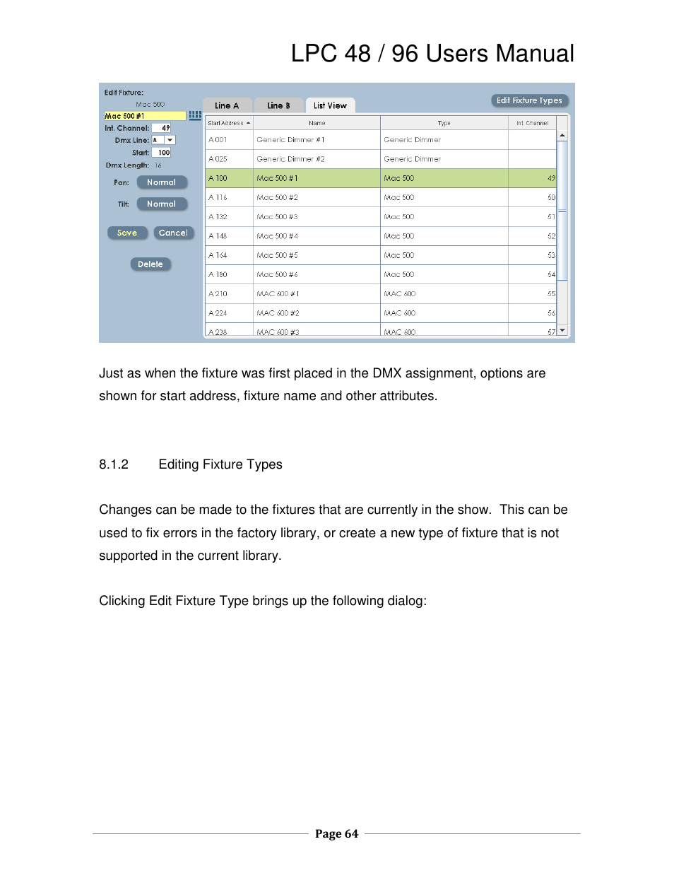 Lpc 48 / 96 users manual | Leprecon LPC V2 User's Manual User Manual | Page 64 / 122