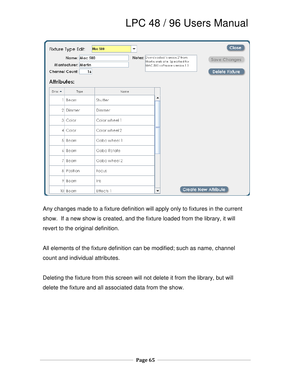 Lpc 48 / 96 users manual | Leprecon LPC V2 User's Manual User Manual | Page 65 / 122