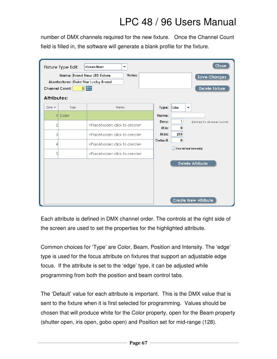 Lpc 48 / 96 users manual | Leprecon LPC V2 User's Manual User Manual | Page 67 / 122