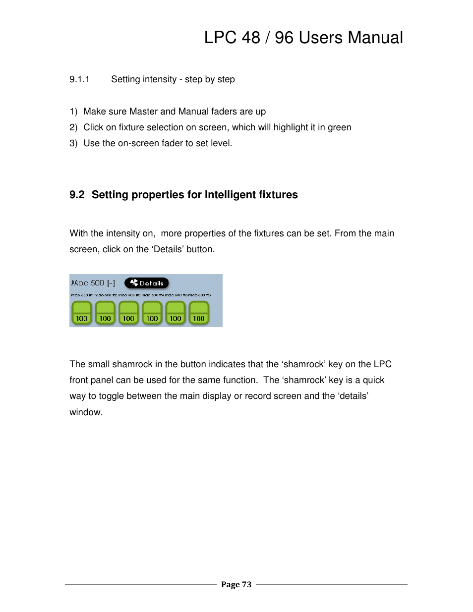 Lpc 48 / 96 users manual | Leprecon LPC V2 User's Manual User Manual | Page 73 / 122