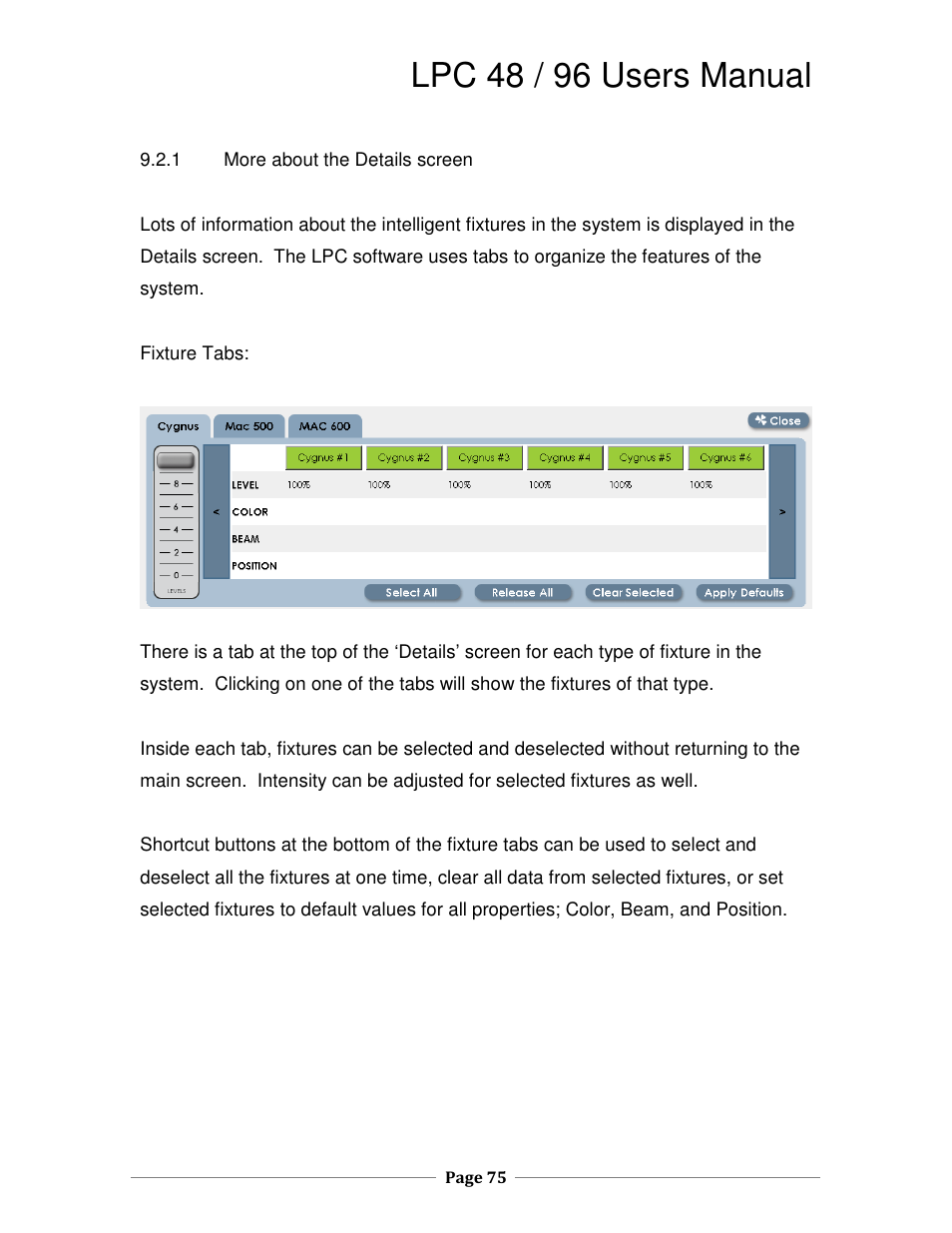 Lpc 48 / 96 users manual | Leprecon LPC V2 User's Manual User Manual | Page 75 / 122