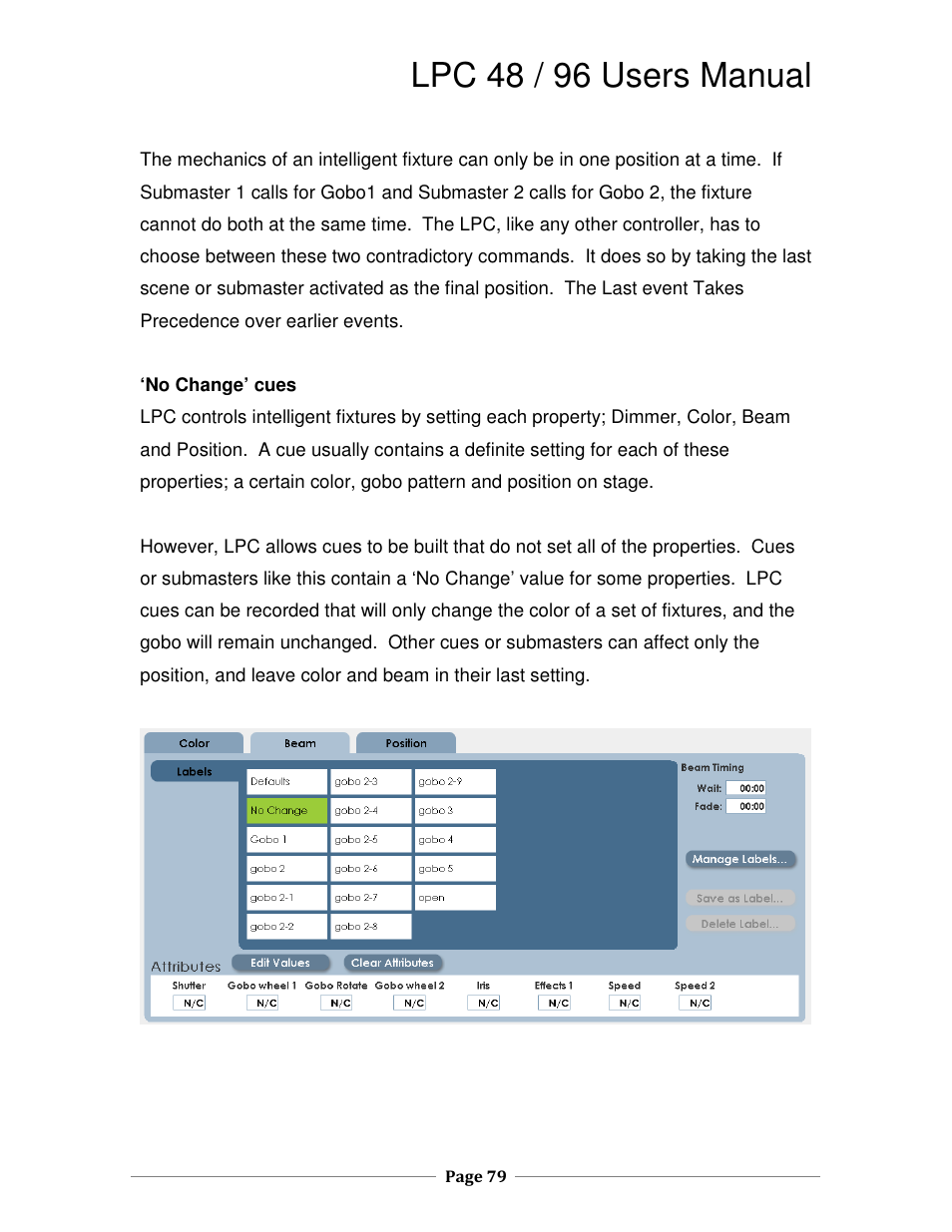 Lpc 48 / 96 users manual | Leprecon LPC V2 User's Manual User Manual | Page 79 / 122