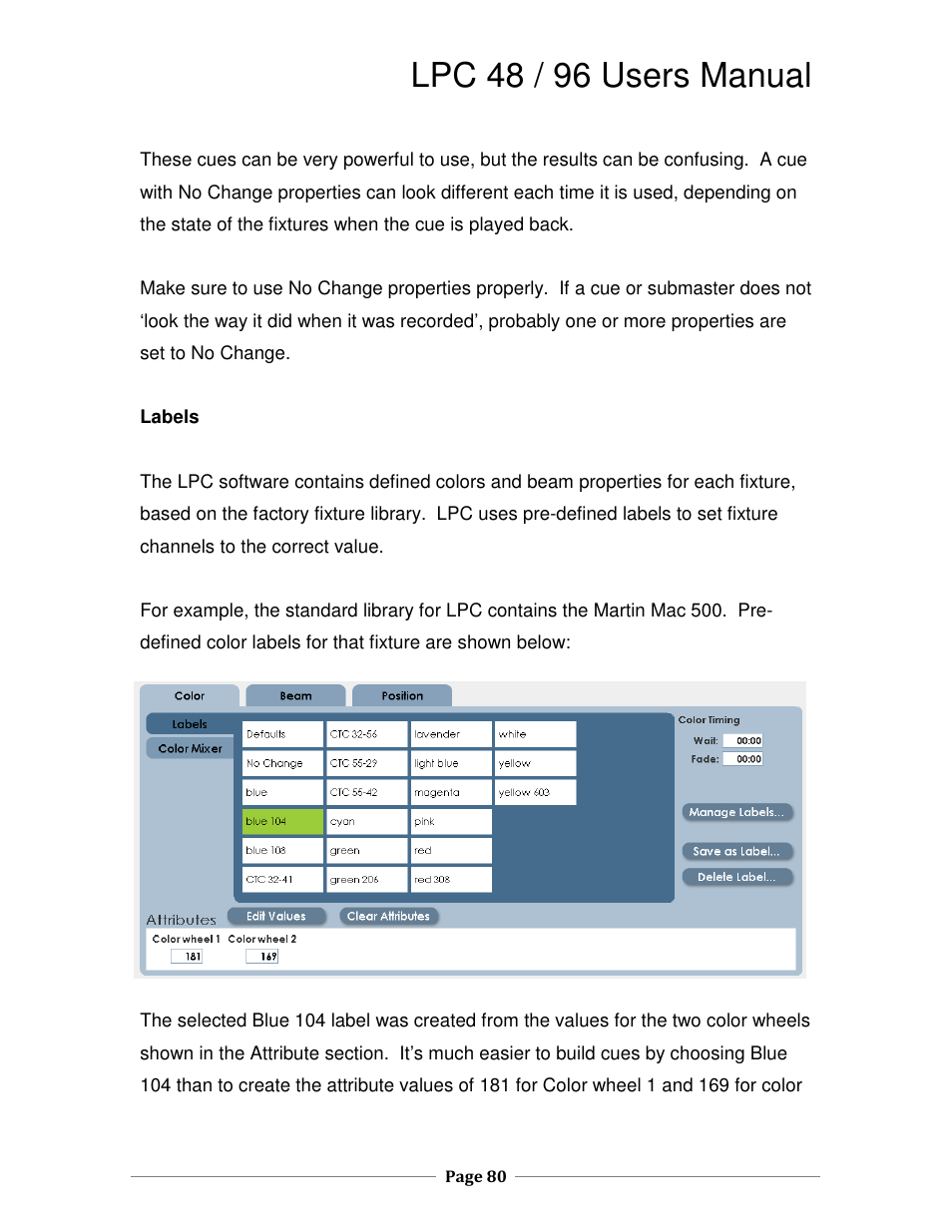 Lpc 48 / 96 users manual | Leprecon LPC V2 User's Manual User Manual | Page 80 / 122