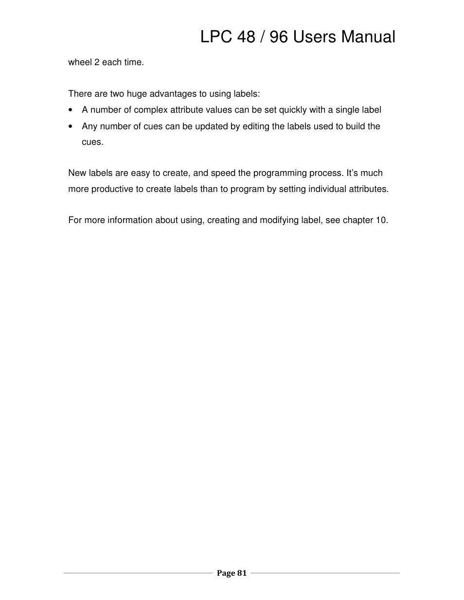 Lpc 48 / 96 users manual | Leprecon LPC V2 User's Manual User Manual | Page 81 / 122