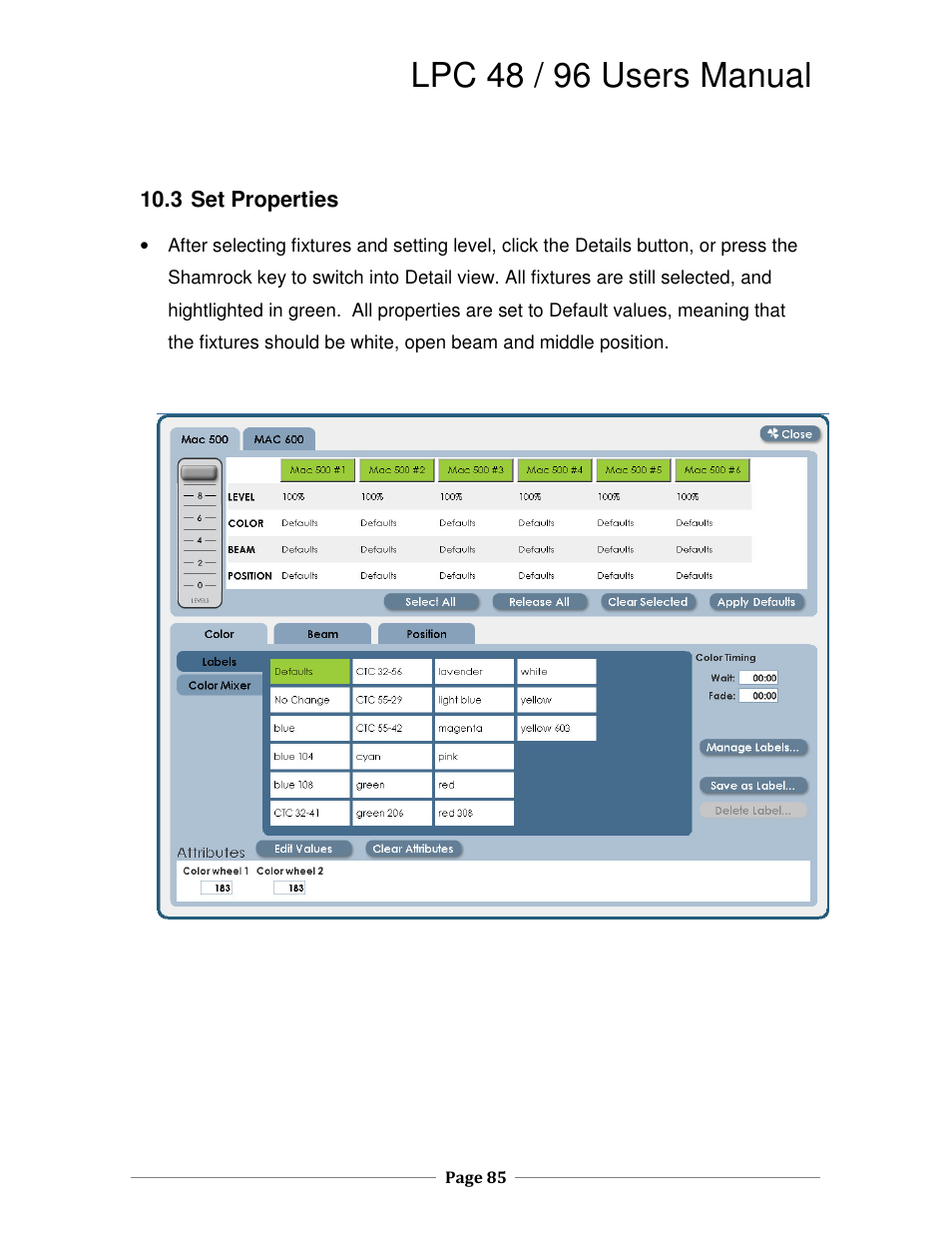 Lpc 48 / 96 users manual | Leprecon LPC V2 User's Manual User Manual | Page 85 / 122