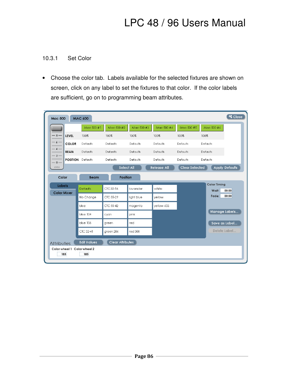 Lpc 48 / 96 users manual | Leprecon LPC V2 User's Manual User Manual | Page 86 / 122