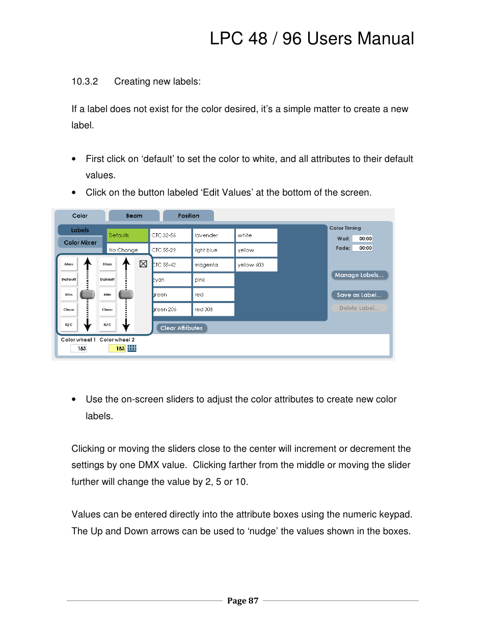 Lpc 48 / 96 users manual | Leprecon LPC V2 User's Manual User Manual | Page 87 / 122