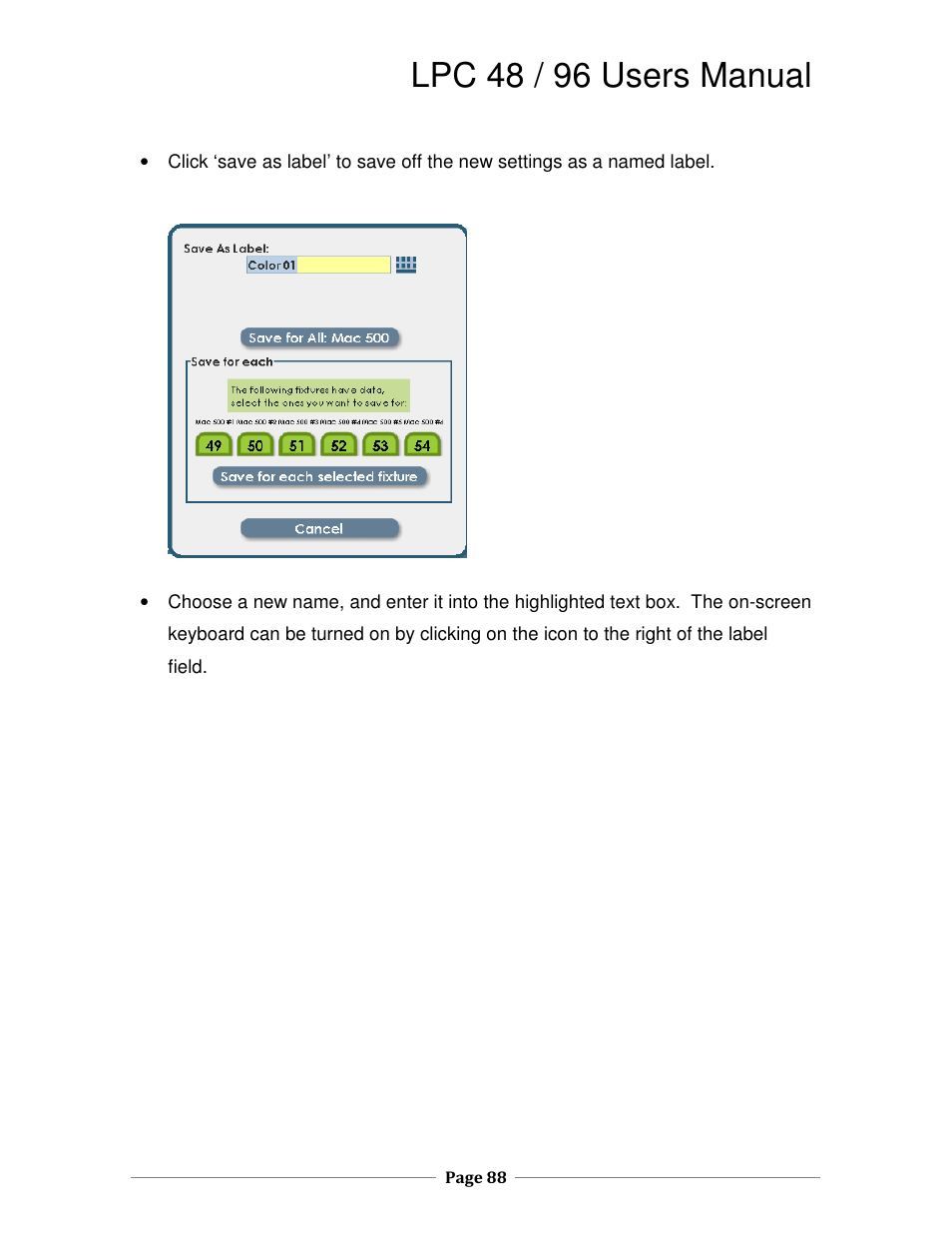 Lpc 48 / 96 users manual | Leprecon LPC V2 User's Manual User Manual | Page 88 / 122